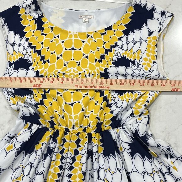 GAP Casual Knit A Line Dress Pockets Lined Elastic Waist Navy White Yellow Sz XS - Picture 4 of 11